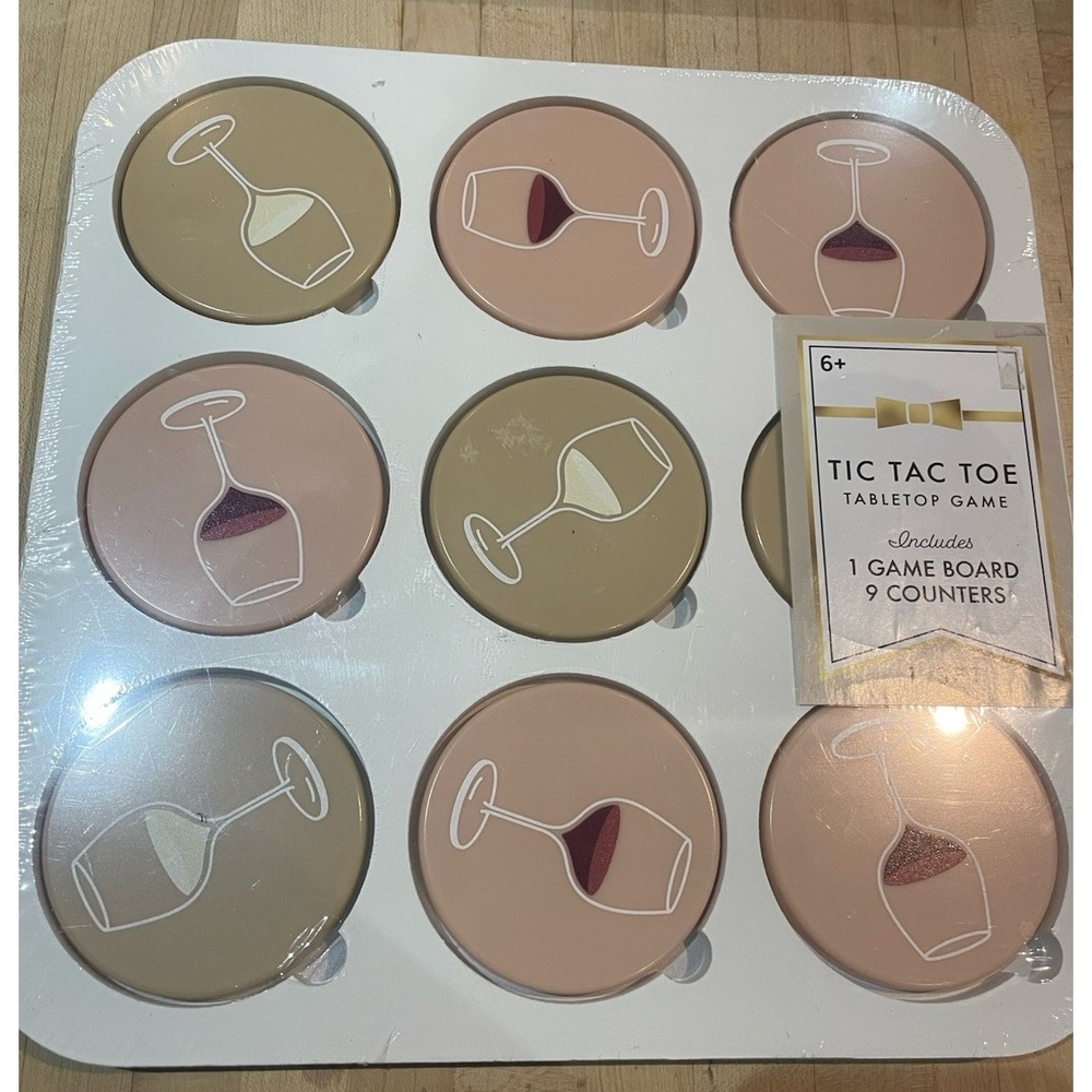 Wine Glasses Tic Tac Toe Tabletop Game New and Fun 11 3/4" x 11 3/4"